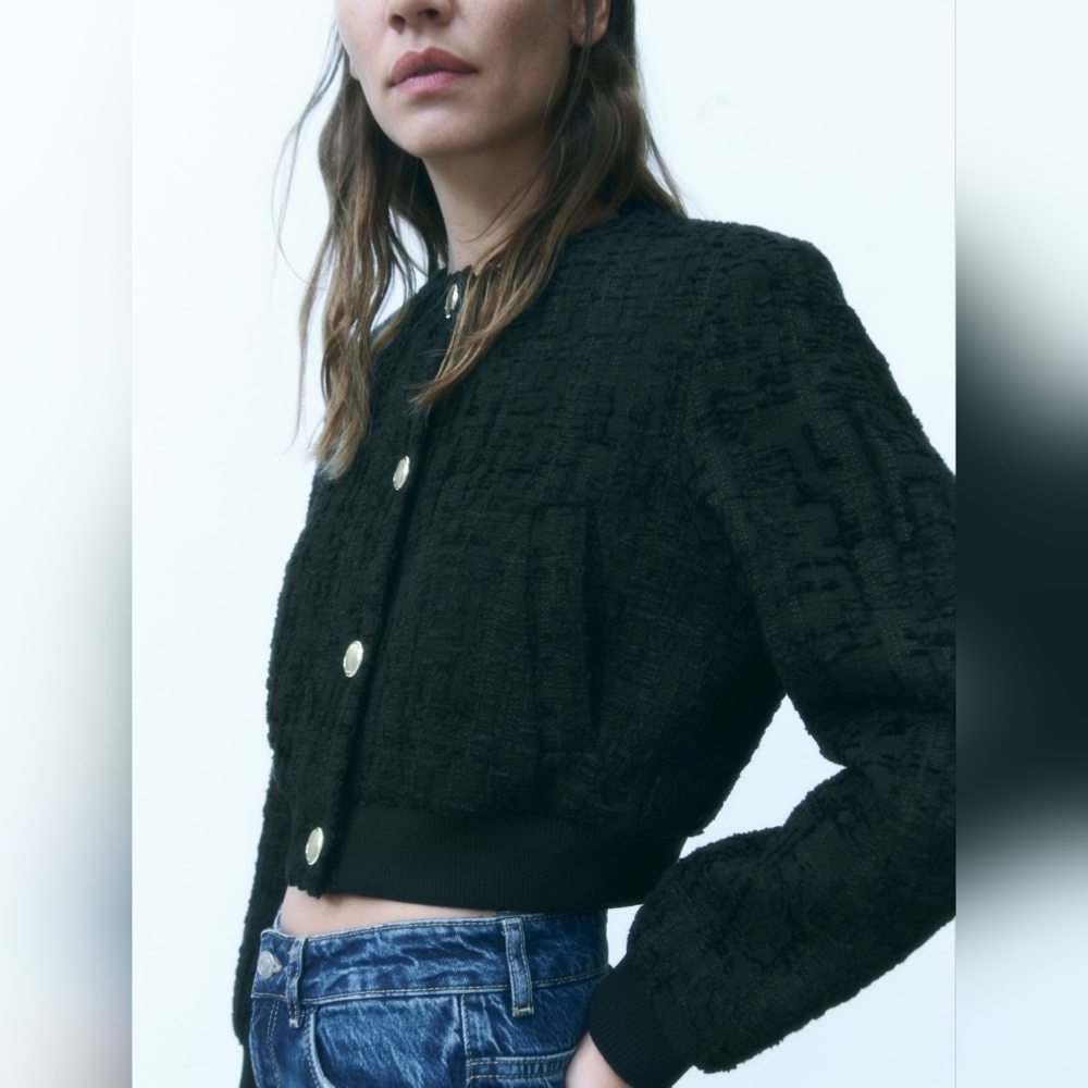 Zara textured weave bomber jacket XL